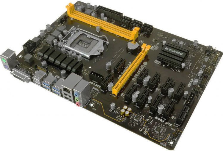 Материнская плата TB250-BTC Pro, Socket 1151, Intel®B250, 2xDDR4-2133, DVI, 1xPCI-Ex16, 11xPCI-Ex1, 6xSATA3, 8 Ch Audio, GLan, (2+4)xUSB2.0, (4+1)xUSB3.0, 2xPS/2, ATX, RTL {20}