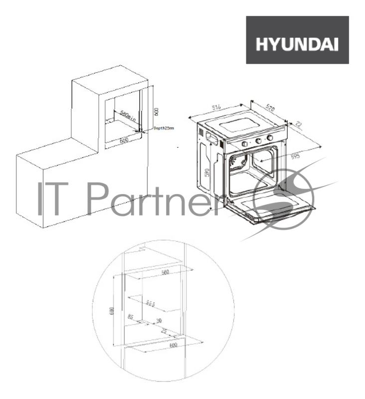 Духовой шкаф Электрический Hyundai HEO 6636 BE бежевый