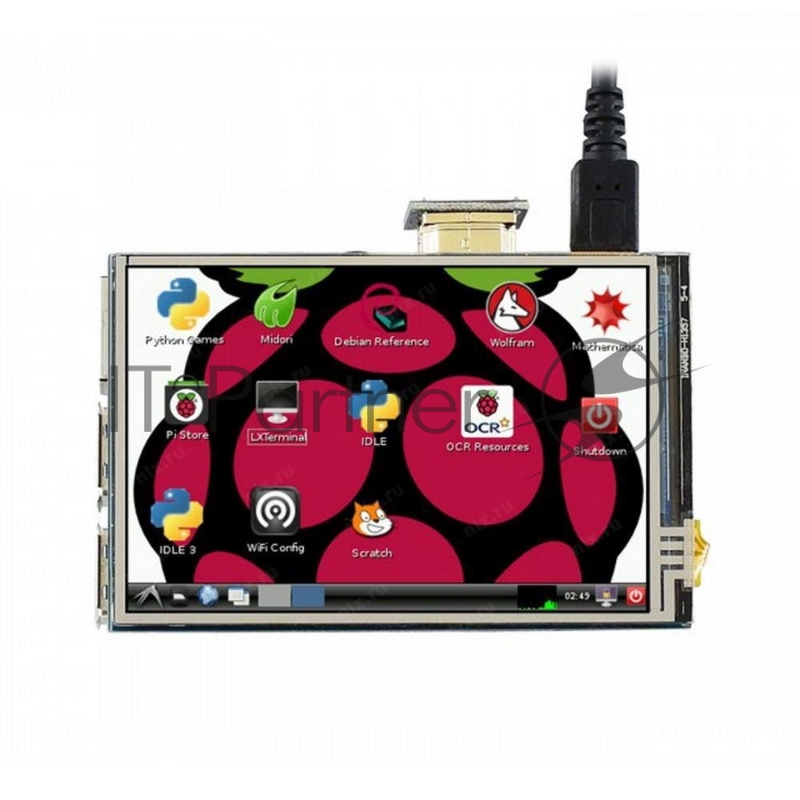 ACD18-RA415 Waveshare 3.5 резистивный сенсорный дисплей без корпуса, 480*320 IPS матрица, вход HDMI, питание по USB, для Raspberry Pi 3 (WS12824)