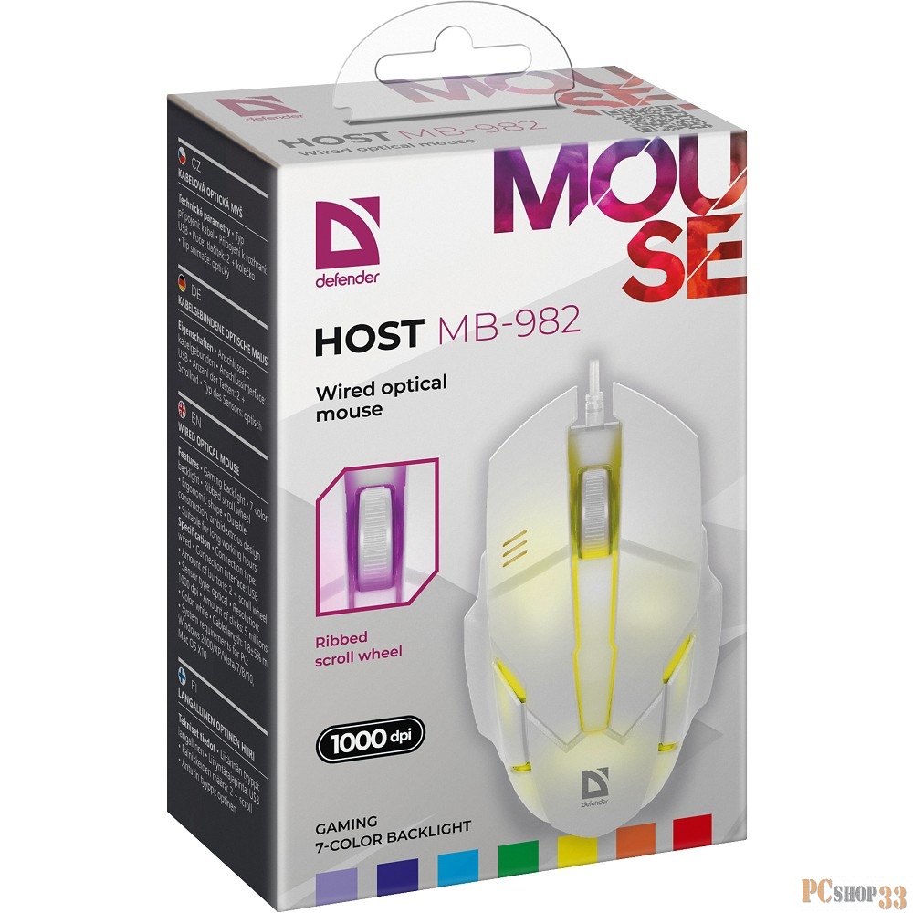Мышка USB OPTICAL DEFENDER HOST MB-982 WHITE 52983