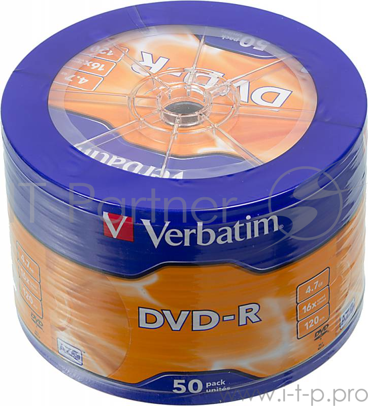 Диск DVD-R Verbatim 4.7Gb 16x Cake Box (50шт)
