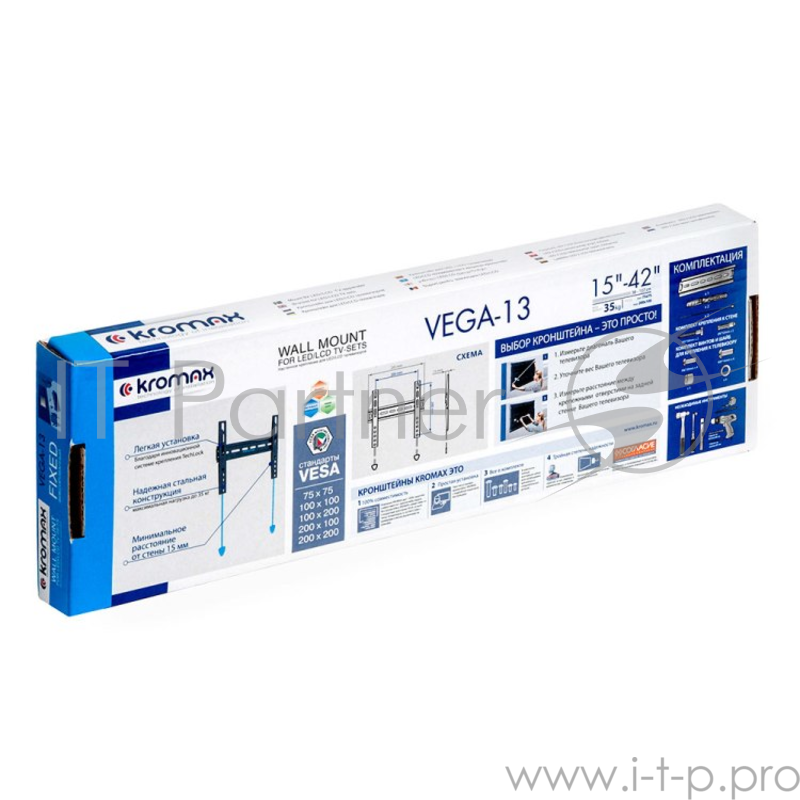 Кронштейн для телевизора Kromax VEGA-13 черный 15-42 макс.35кг настенный ультраплоский
