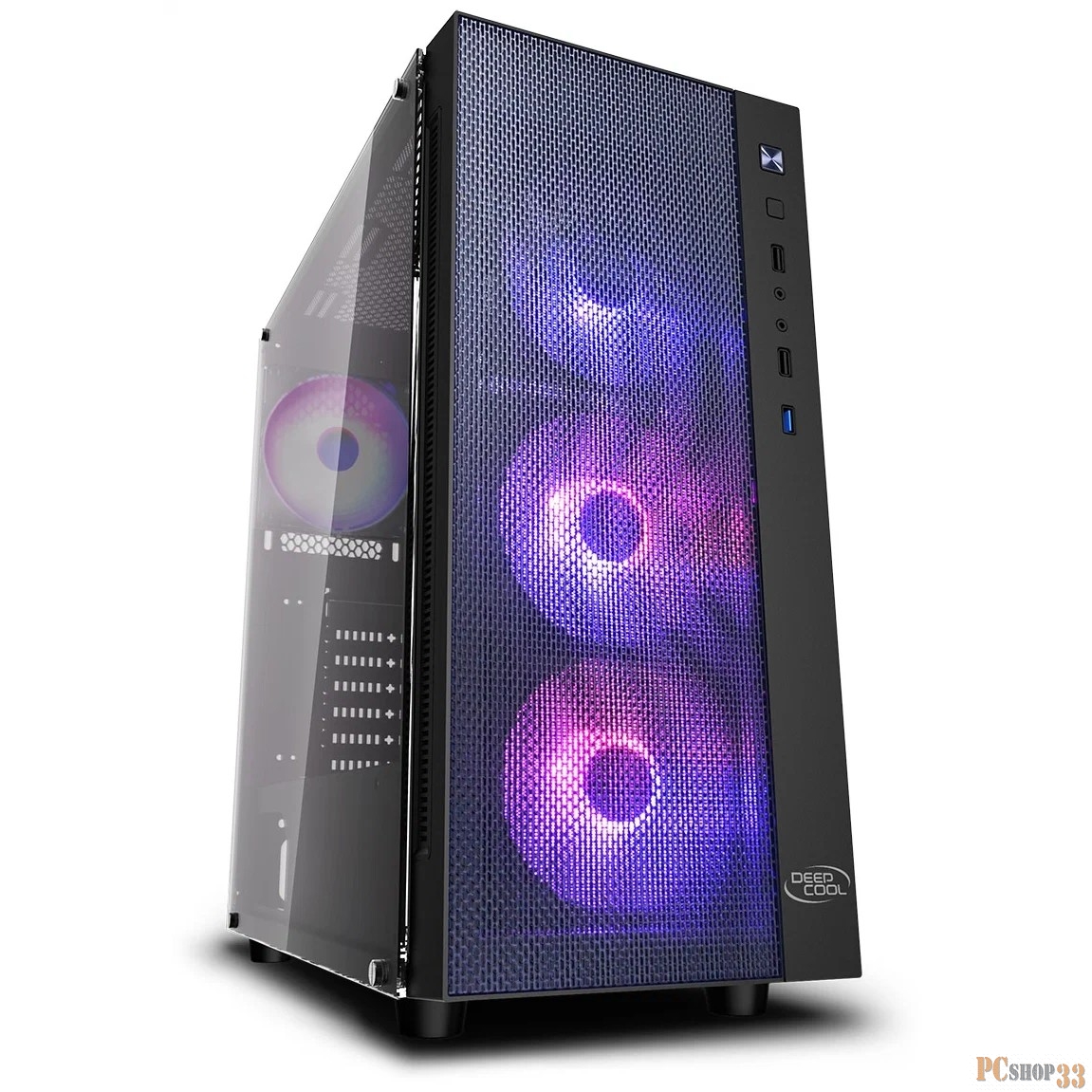 Корпус Deepcool MATREXX 55 MESH ADD-RGB 4F без БП, боковое окно (закаленное стекло), 3xARGB 120мм ветилятора спереди, 1xARGB 120мм ветилятор сзади, черный, ATX