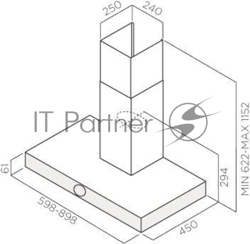 Вытяжка JET AIR TOUCH IX/A/60-PRF0099979A / Декоративный дизайн, Т-образная, 60 см, 3-позиционное ротационное управление, 1200 куб. м. , нержавеющая сталь