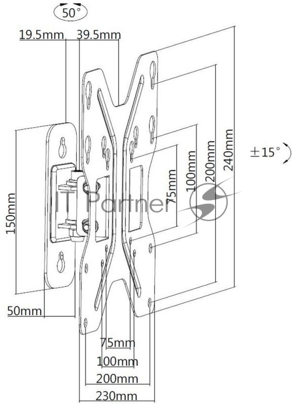 Крепление Ultramounts UM863 {Для использования с телевизорами диагональю 23-42, весом до 30кг. Воз
