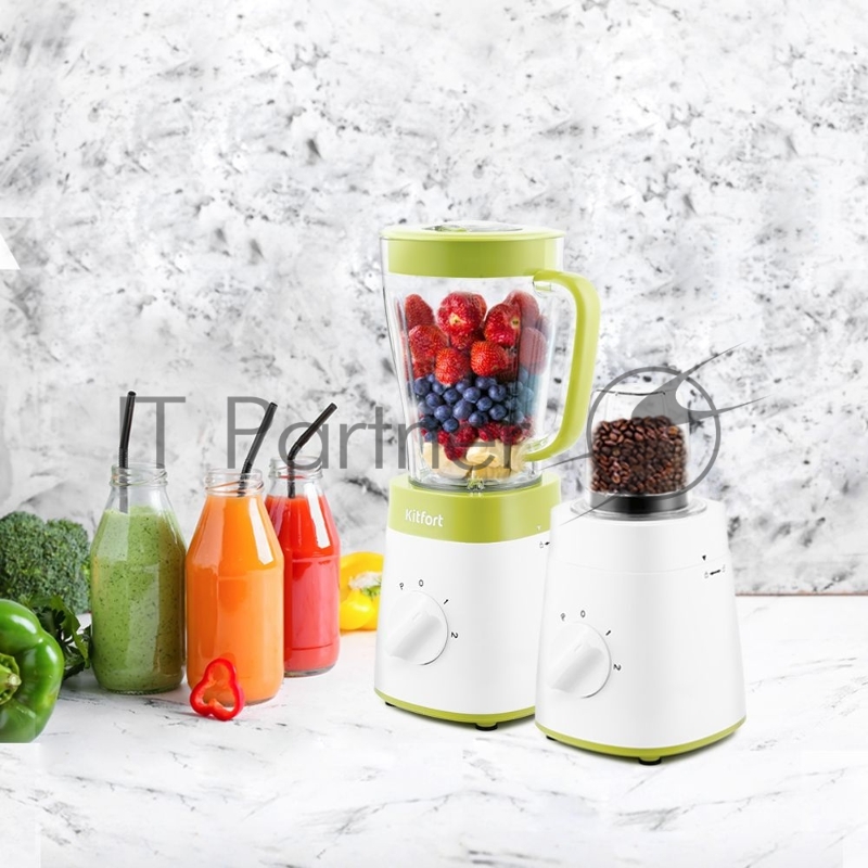 Блендер стационарный Kitfort КТ-3031-2 500Вт белый/салатовый