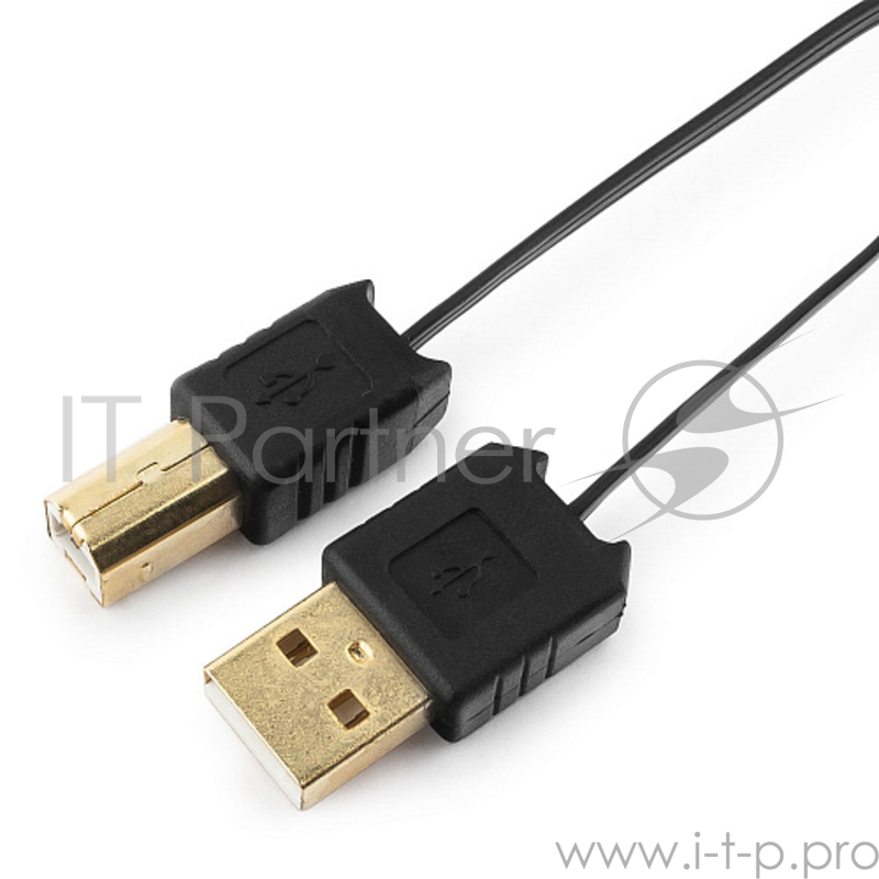Кабель-рулетка USB 2.0 Konoos AM/BM, 75 cм, позол.разъемы, черный, коробка