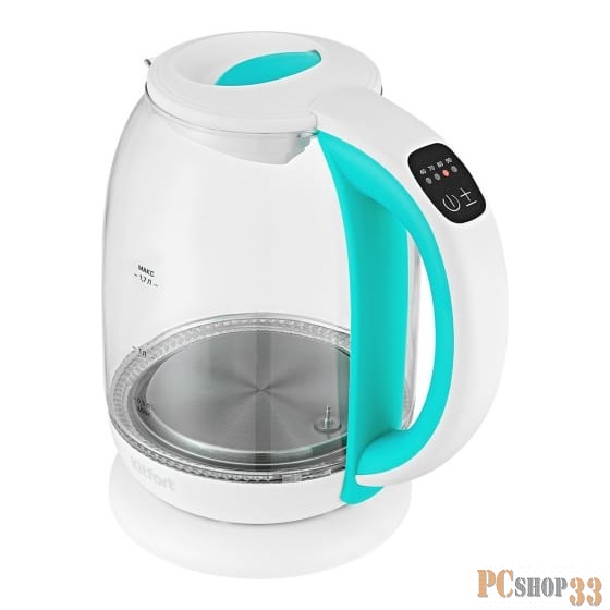 Чайник электрический Kitfort КТ-6140-3 1.7л. 2200Вт белый/бирюзовый