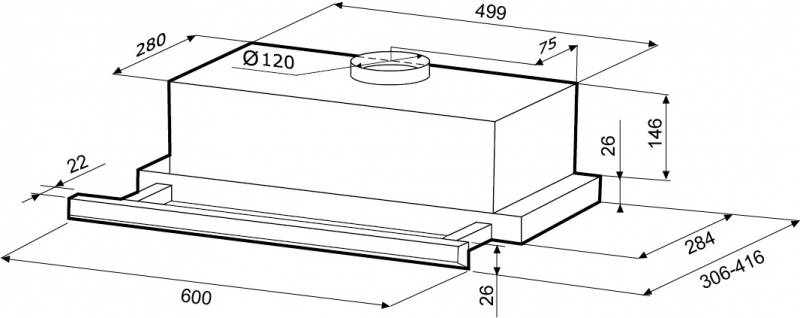 Вытяжка KRONA Kamilla 600 slim кремовый, управление: кнопочное (1 мотор)