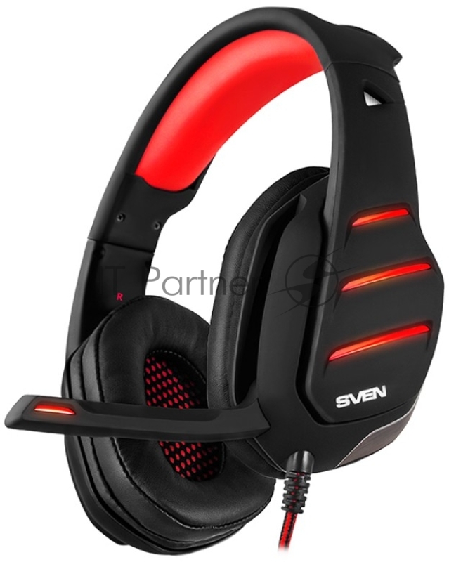 SVEN AP-U997MV Игровые наушники с микрофоном черно-красные (USB, LED, 7.1)