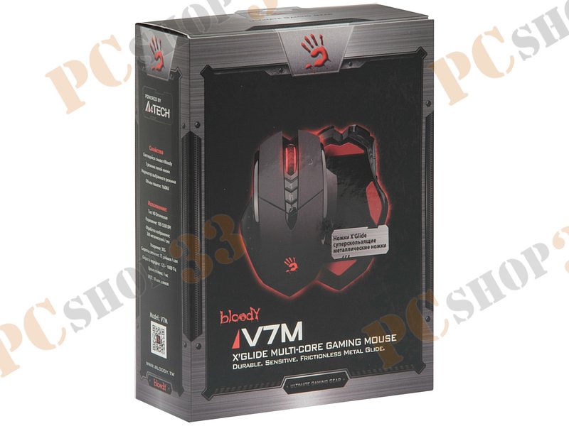 Оптическая мышь A4Tech Bloody V7M, 7кн.+скр., черный (USB)