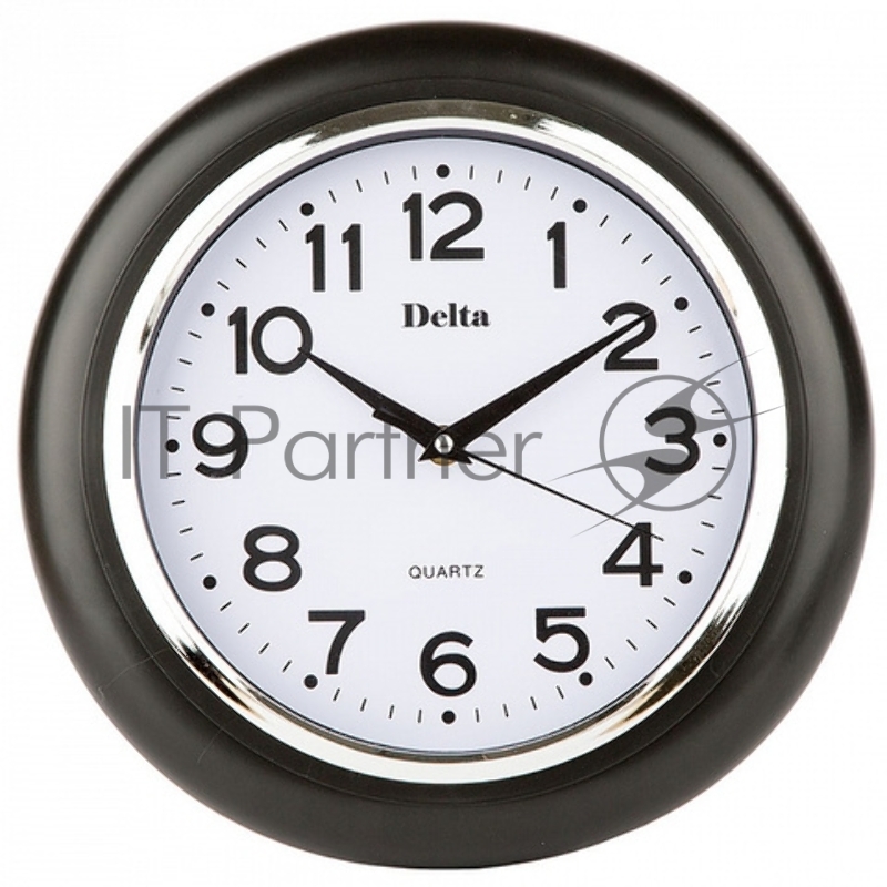Часы настенные DELTA DT-0091 d29см (10), цвет: черный
