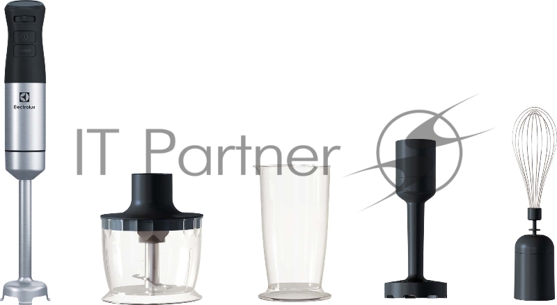 Блендер Electrolux E5HB1-8SS / Нержавеющая сталь / черный, ножки из нержавеющей стали, мощность 800 Вт, бесступенчатая регулировка скорости и функция Turbo, в комплекте: венчик, измельчитель XL, картофелемялка, мензурка