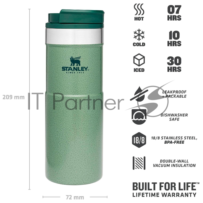 Термокружка Stanley Classic Neverleak 0.47л. зеленый (10-09851-006)