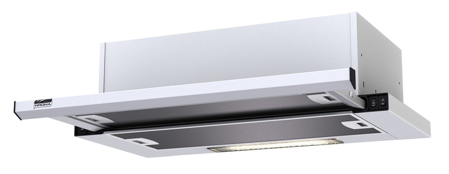 Вытяжка KRONA Kamilla 600 slim белый, управление: кнопочное (1 мотор)