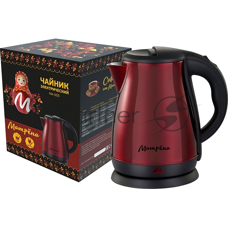 Чайник МАТРЁНА MA-003 электрический (1,8 л) стальной красный