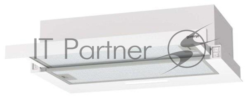 Встраиваемая вытяжка GORENJE TH60E3W / с выдвижной кареткой, 60см, мощность 350 куб.м, светодиодное освещение, кнопочное управление, белая