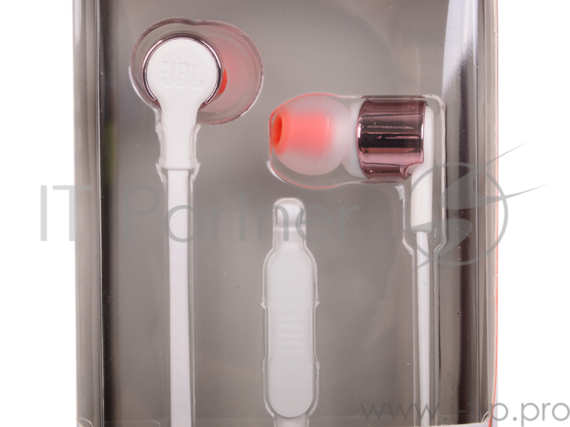 Наушники JBL T210 RGD 1.2м розовое золото/белый проводные (в ушной раковине)