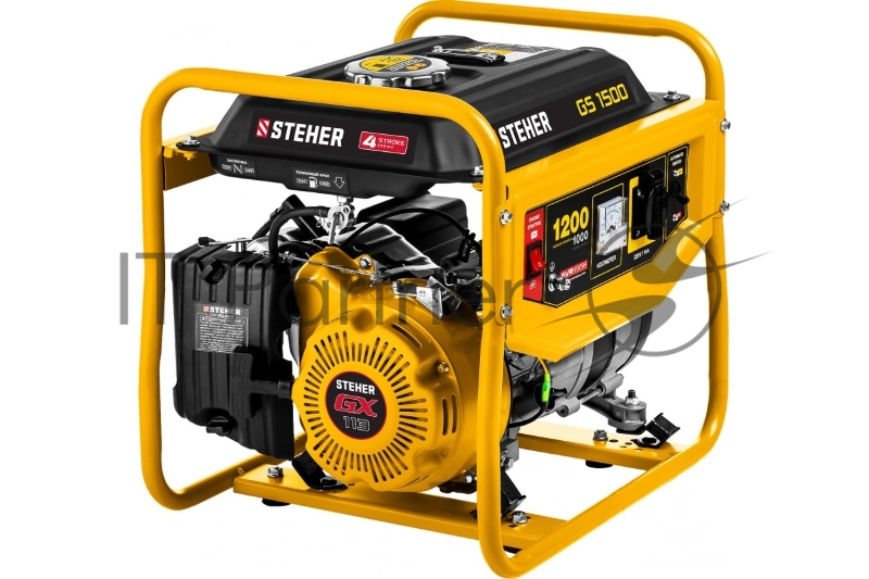 Генератор GS-1500 бензиновый, 1200 Вт, STEHER