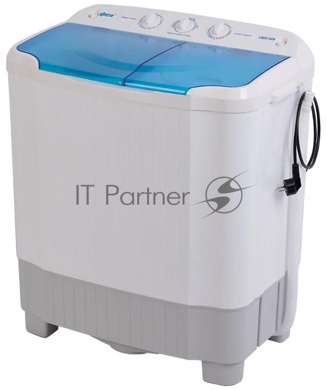 Фея СМП 50 Н прозрачная крышка Стиральная машина полуавтоматическаяВместимость при стирке - 4,5 кг, вместимость белья при отжиме - 3,4 кг, насос для слива воды, механическое управление, функция отжим