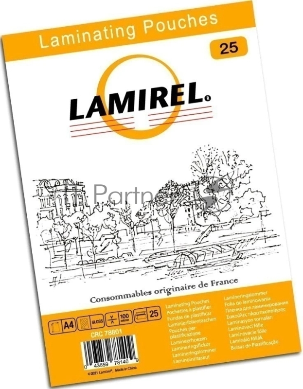 Пленка для ламинирования Fellowes 100мкм A4 (25шт) глянцевая 216x303мм Lamirel (LA-78801)