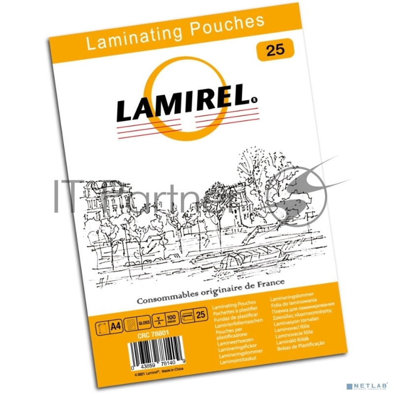 Пленка для ламинирования Fellowes 100мкм A4 (25шт) глянцевая 216x303мм Lamirel (LA-78801)