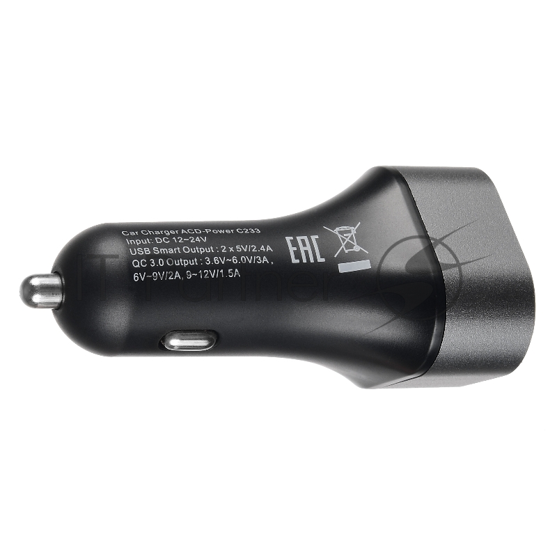 Зарядное устройство АЗУ (ACD-C233-X3B) 23Вт, 3xUSB 1QC+2Smart, 3.6~12В, 3А RTL {120}