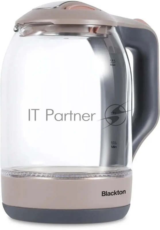 Чайник Blackton Bt KT1727G Beige-Gray. 1500 Вт, 1.8 л, Жаропрочное стекло, Отсек для хранения электрошнура: Да, Длина электрошнура: Прибл. 70 см, Крышка (Съемная/ Откидная): Откидная, Напряжение (В): 220В/50Гц, Защита от поражения электротоком: Класс
