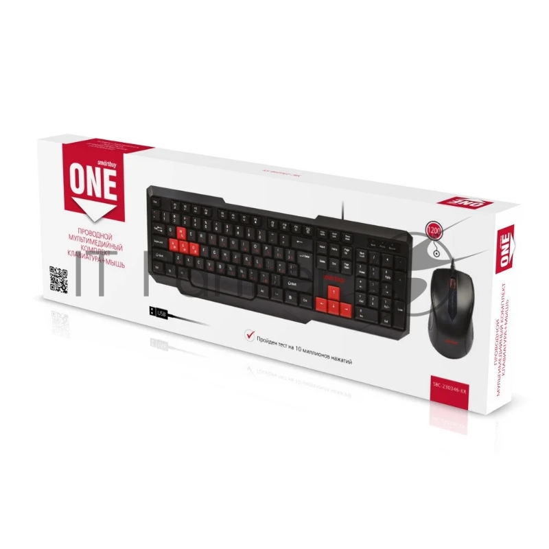 Проводной мультимедийный комплект клавиатура+мышь Smartbuy ONE черно-красный (SBC-230346-KR) /20