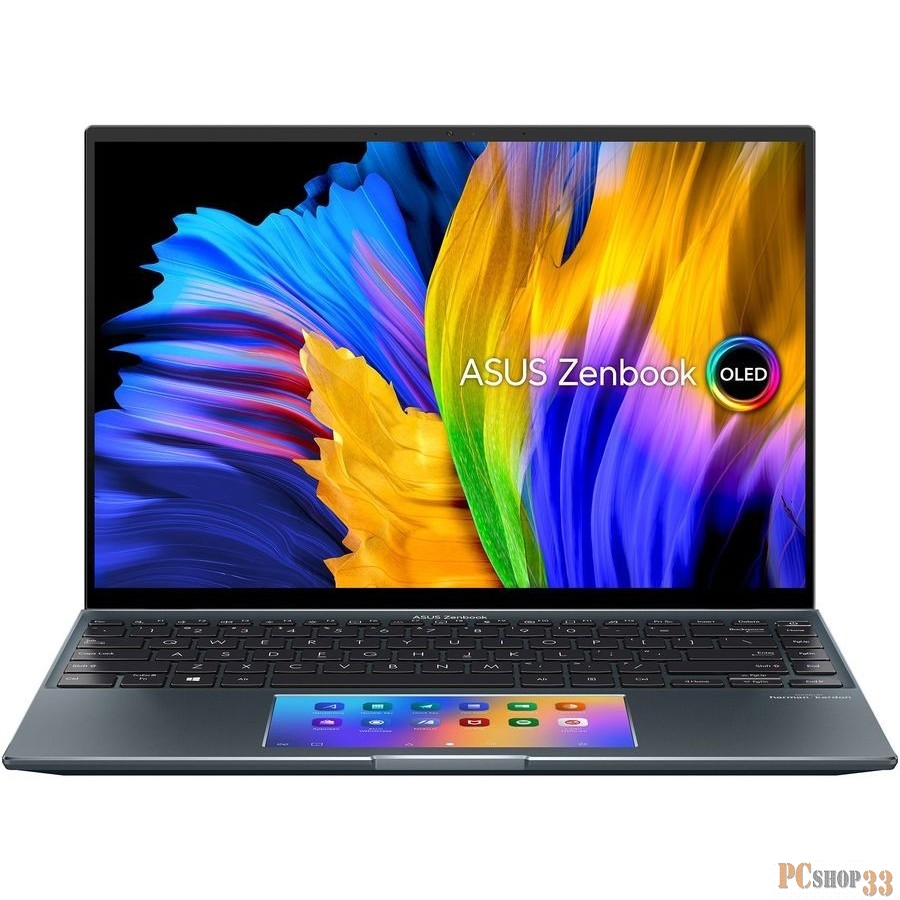 Ноутбук ASUS UX5400EG-KN193T Touch +Sleeve+cable 14(2880x1800 OLED 16:10)/Touch/Intel Core i5 1135G7(2.4Ghz)/8192Mb/512SSD+32 OptaneGb/noDVD/Ext:nVidia GeForce MX450(2048Mb)/Cam/BT/WiFi/war 1y/1.4kg/Pine Grey/W10 + ScreenPad 2.0