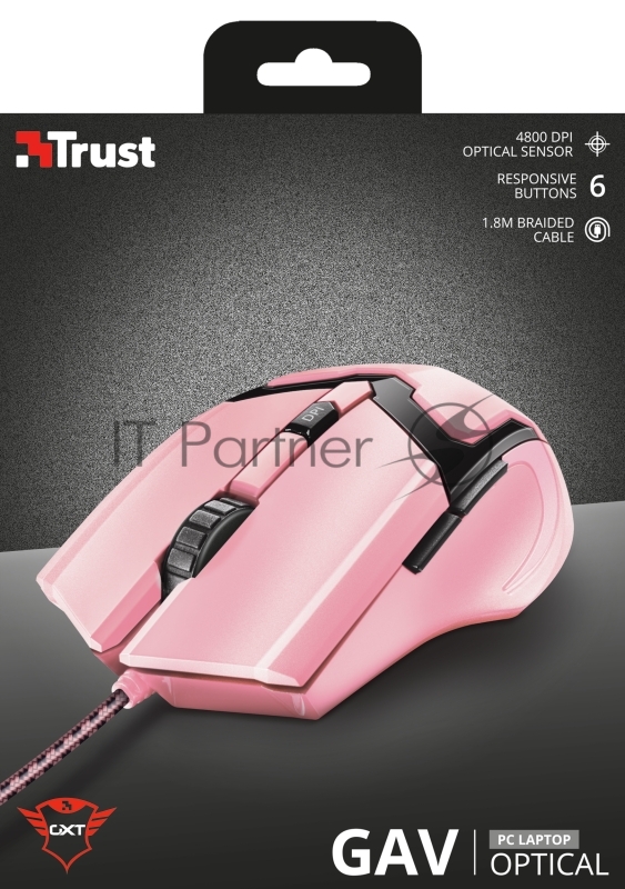 Проводная мышь Trust GXT101P GAV MOUSE PINK