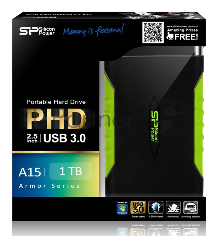Внешний Жесткий диск Silicon Power USB 3.0 1Tb A15 SP010TBPHDA15S3K Armor 2.5 черный