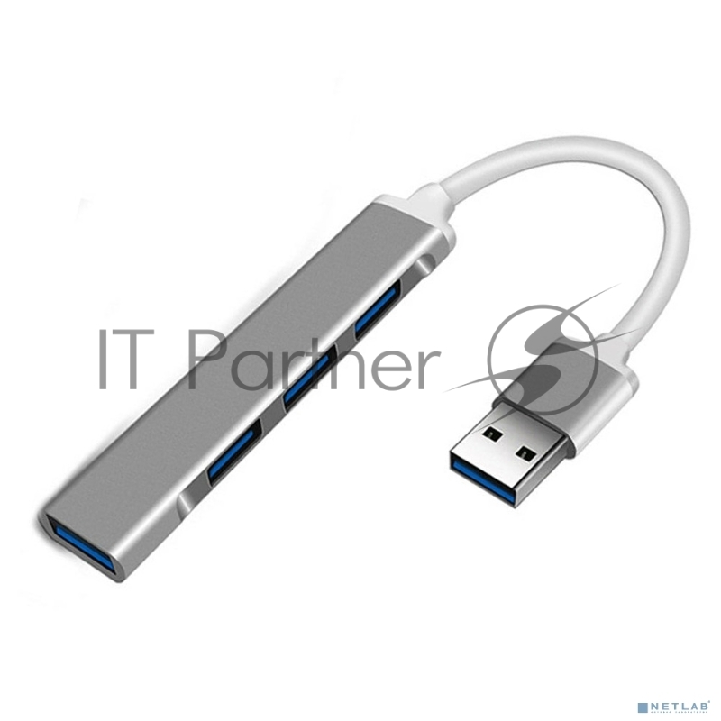 Хаб USB ORIENT CU-322, USB 3.0 (USB 3.1 Gen1)/USB 2.0 HUB 4 порта: 1xUSB3.0+3xUSB2.0, USB штекер тип А, алюминиевый корпус, серебристый (31234)
