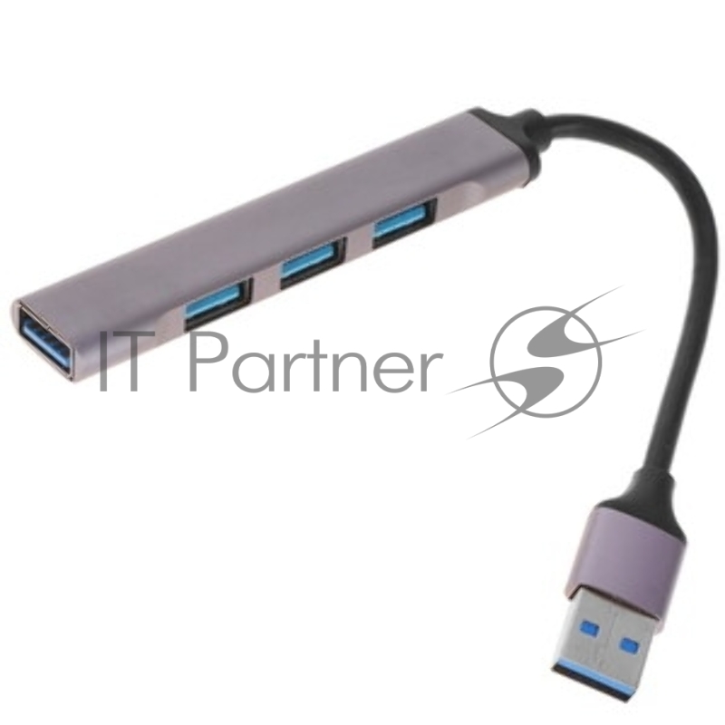 Хаб USB ORIENT CU-322, USB 3.0 (USB 3.1 Gen1)/USB 2.0 HUB 4 порта: 1xUSB3.0+3xUSB2.0, USB штекер тип А, алюминиевый корпус, серебристый (31234)