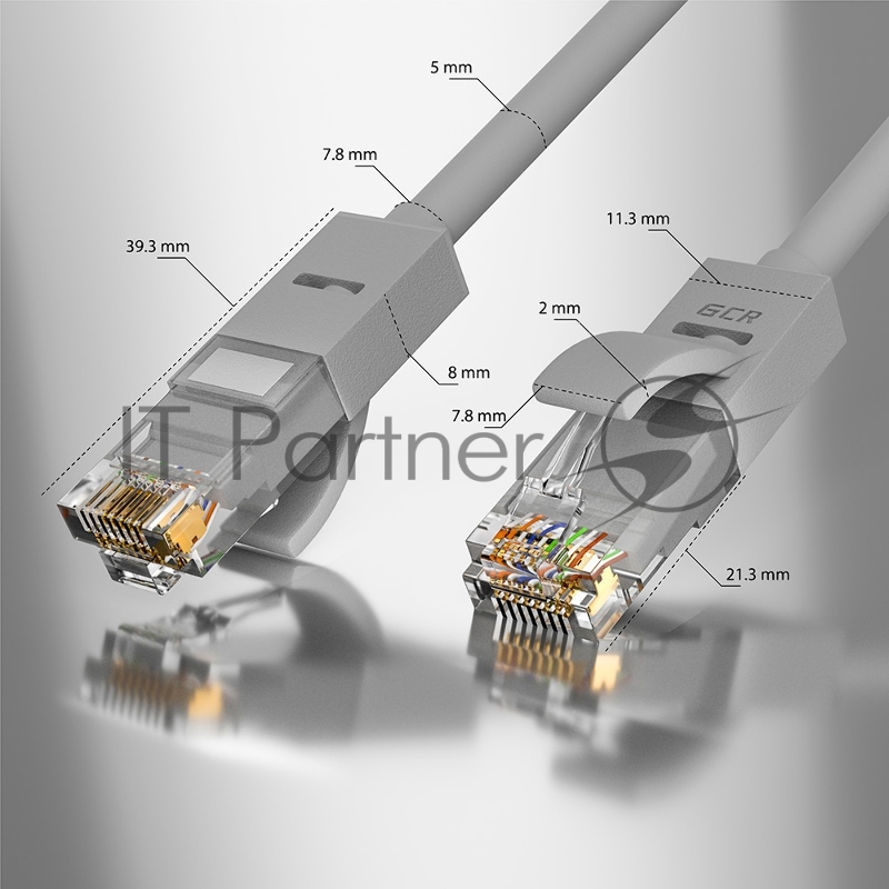 Патч-корд GCR прямой 25.0m UTP кат.5e, серый, позолоченные контакты, 24 AWG, литой, ethernet high speed 1 Гбит/с, RJ45, T568B GCR Патч-корд прямой 25.0m UTP кат.5e, серый, позолоченные контакты, 24 AWG, литой, GCR-50803, ethernet high speed 1 Гбит/с,