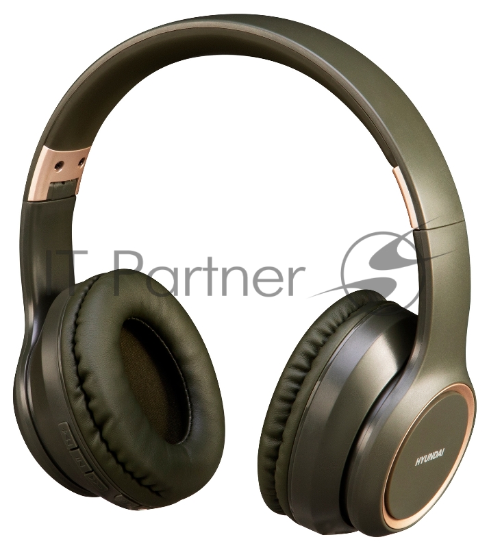 Гарнитура накладные Hyundai H-HP100G темно-зеленый беспроводные bluetooth оголовье