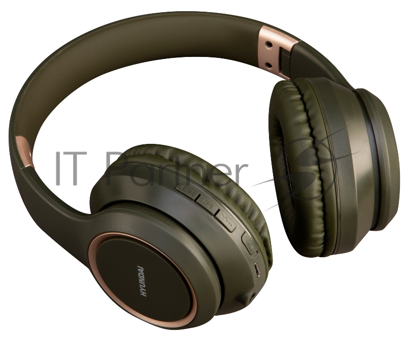 Гарнитура накладные Hyundai H-HP100G темно-зеленый беспроводные bluetooth оголовье