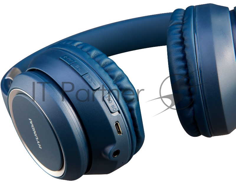 Гарнитура накладные Hyundai H-HP100BL синий беспроводные bluetooth оголовье