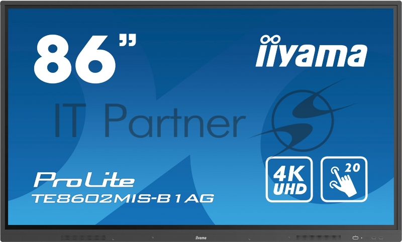 Панель Iiyama 85 TE8602MIS-B1AG черный IPS LED 8ms 16:9 DVI HDMI M/M матовая 1200:1 400cd 178гр/178гр 3840x2160 D-Sub USB 66.8кг