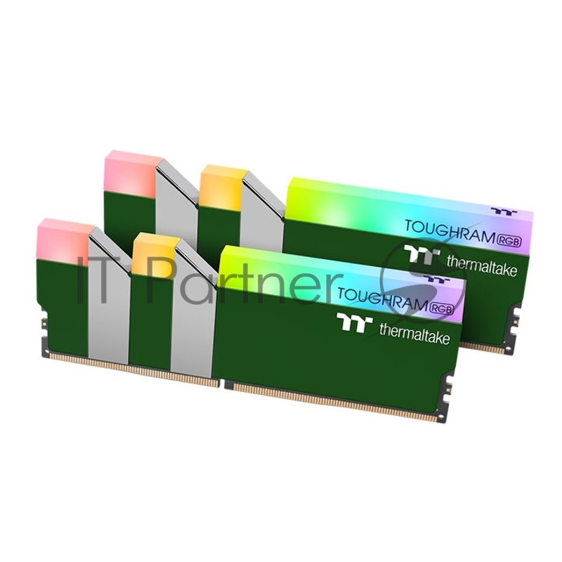 Модуль памяти 16GB Thermaltake DDR4 3600 DIMM TOUGHRAM RGB Racing Green Gaming Memory RG28D408GX2-3600C18A Non-ECC, CL18, 1.35V, Heat Shield, XMP 2.0, Kit (2x8GB), RTL (528825)