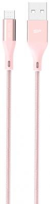 Кабель Silicon Power microUSB-USB для зарядки и синхронизации 1м, нейлон, Pink