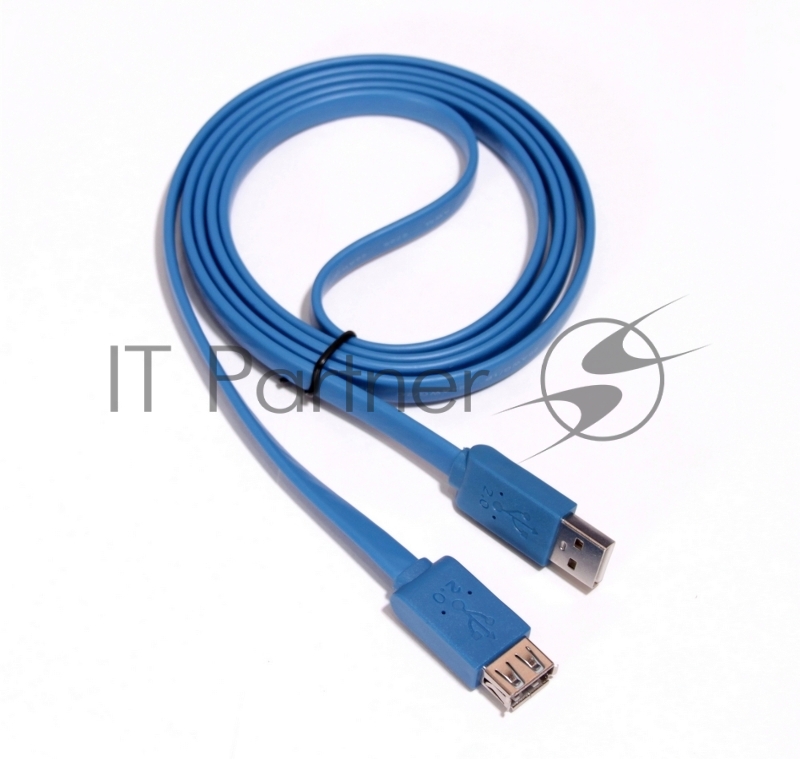 Удлинитель Greenconnect PROF 5.0m USB 2.0, AM/AF, плоский синий, морозостойкий, GCR-UEC2M2-BD-5.0m