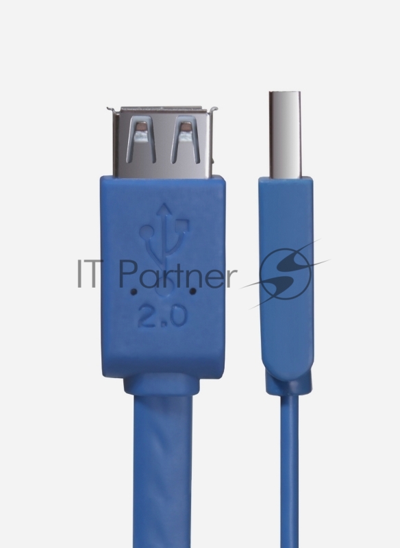 Удлинитель Greenconnect PROF 5.0m USB 2.0, AM/AF, плоский синий, морозостойкий, GCR-UEC2M2-BD-5.0m