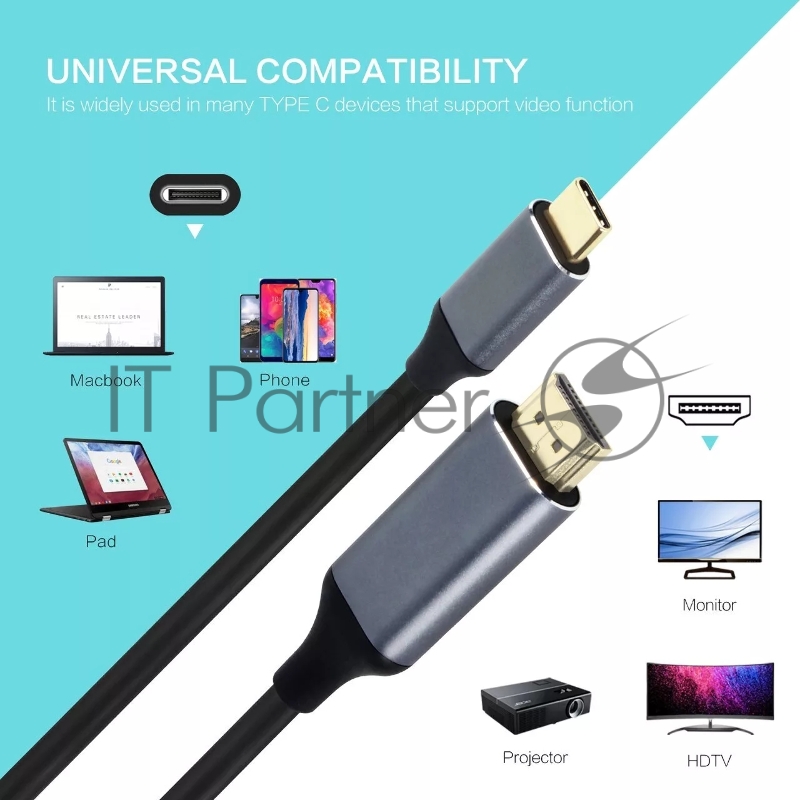 Кабель USB3.1 CM-HDMI 1.8M CU423MC-1.8M VCOM