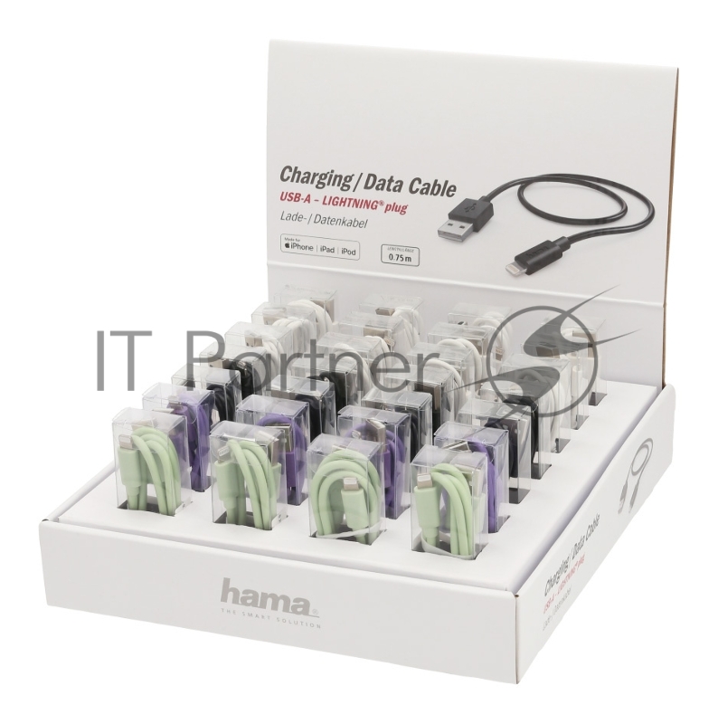 Кабель Hama H-187244 00187244 USB A(m) Lightning (m) 0.75м ассорти