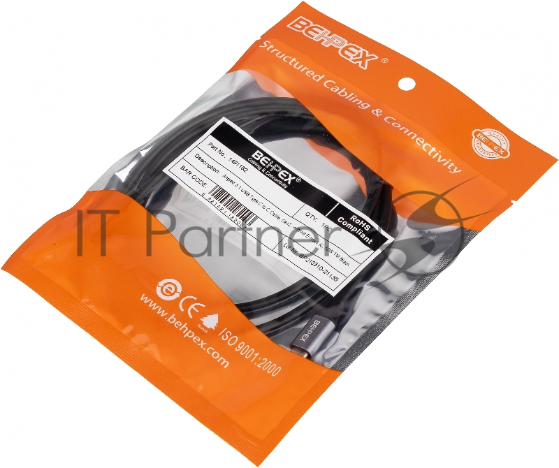 Кабель Power Delivery 60W USB Type-C (m)-USB Type-C (m) 1м черный