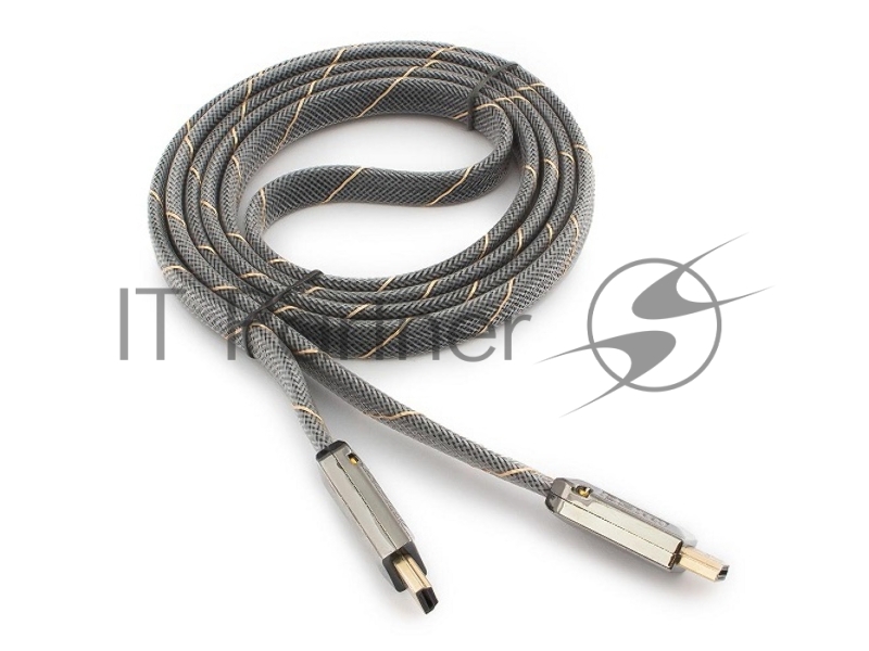 Кабель HDMI Cablexpert, серия Platinum, 1 м, v2.0, M/M, плоский, позол.разъемы, металлический корпус, нейлоновая оплетка, блистер