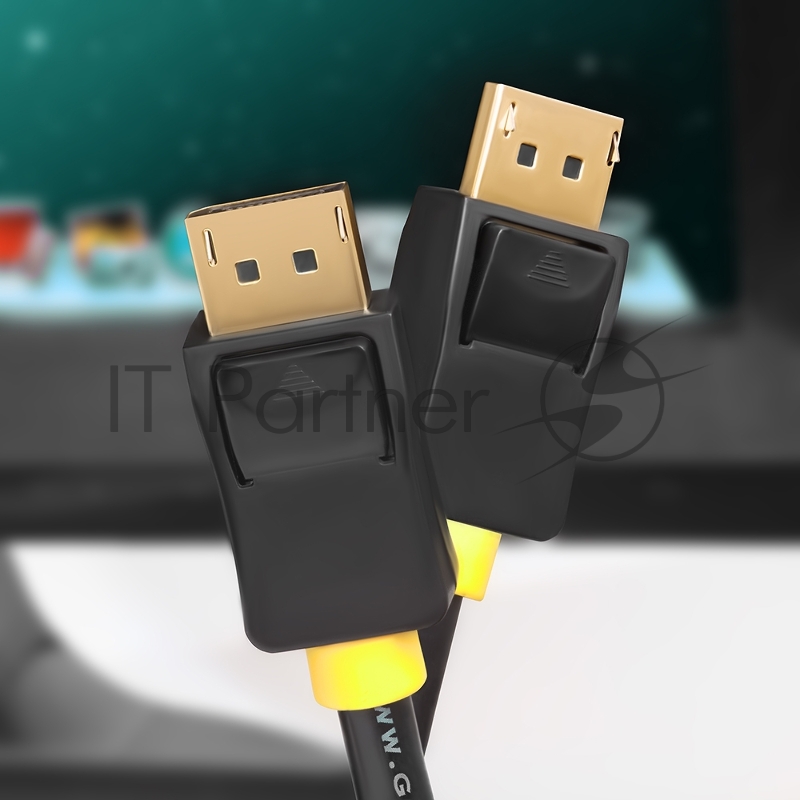Кабель Greenconnect 0.5m DisplayPort/DisplayPort v1.2/v1.2 черный, позолоченные контакты, OD7.3mm, 28/28 AWG, 20M / 20M, GCR-DP2DP-0.5m, двойной экран