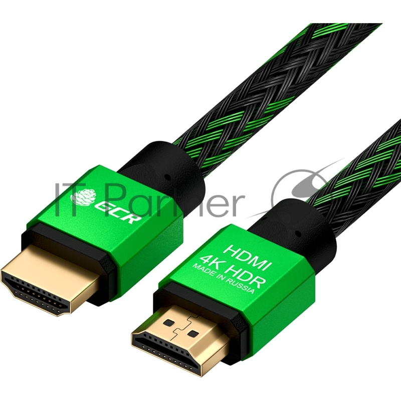 Кабель GCR 0.3m HDMI версия 2.0, HDR 4:2:2, Ultra HD, 4K 60 fps 60Hz/5K*30Hz, 3D, AUDIO, 18.0 Гбит/с, 28/28 AWG, OD7.8mm, тройной экран, BICOLOR нейлон, AL корпус зеленый, GCR-52288 GCR Кабель 0.3m HDMI версия 2.0, HDR 4:2:2, Ultra HD, 4K 60 fps 60Hz
