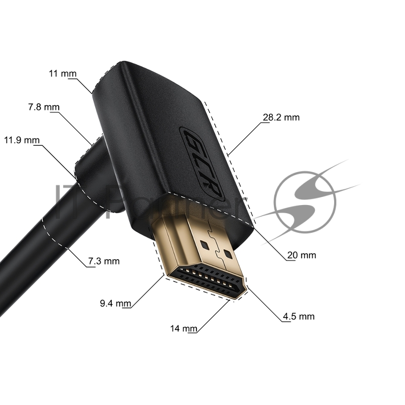 Кабель GCR 0.5m HDMI 2.0, M верхний угол/M верхний угол, черный нейлон, HDR 4:2:2, Ultra HD, 4K 60 fps 60Hz/5K*30Hz, 3D, AUDIO, 18.0 Гбит/с, 28/28 AWG, GCR-53273 GCR Кабель 0.5m HDMI 2.0, M верхний угол/M верхний угол, черный нейлон, HDR 4:2:2, Ultra